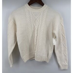 Amazon Essentials x Sofia Grainge Kids Ivory Cable Knit Cotton Sweater XL 10Y